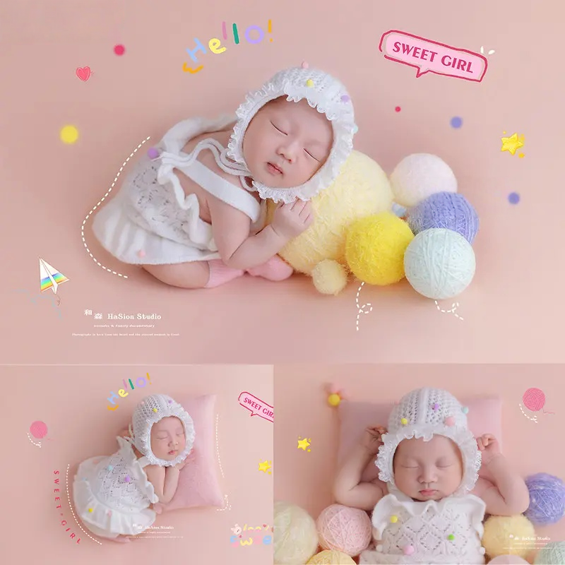 Colorful Knitting Balls Theme Set - Newborn Photography Props